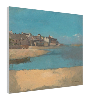 Odilon Redon — Dorf am Meer in der Bretagne (c. 1880) · Leinwand