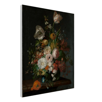 Rachel Ruysch — Stillleben mit Blumen in einer Glasvase (um 1700) · Leinwand