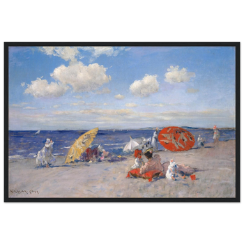 William Merritt Chase — Am Strand (ca. 1892) · Mattes Papier mit Holzrahmen