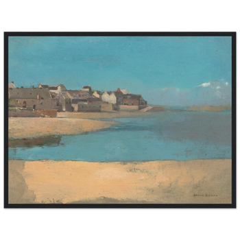 Odilon Redon — Dorf am Meer in der Bretagne (c. 1880) · Mattes Papier mit Holzrahmen