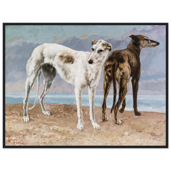 Gustave Courbet — Windhunde des Comte de Choiseul (1866) · Mattes Papier mit Holzrahmen