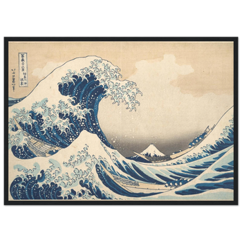 Hokusai — Die große Welle (1831) · Mattes Papier mit Holzrahmen