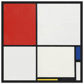 Piet Mondrian — Komposition Nr. III mit Rot, Blau, Gelb und Schwarz (1929) · Mattes Papier mit Holzrahmen